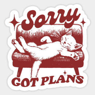 Sorry Got Plans Retro Graphic T-Shirt, Vintage Unisex Adult T Shirt, Vintage Kitten T Shirt, Nostalgia Cat Sticker